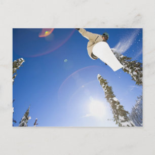 Cartão Postal EUA, Montana, Whitefish, Jovem Snowboard