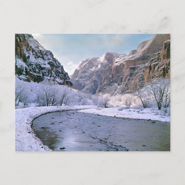 Cartão Postal EUA, Utah, Zion NP. Novos cobrir de neve no desfil (Frente)