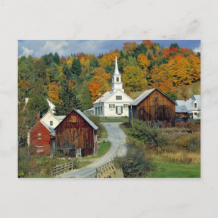 Cartão Postal EUA, Vermont, Waits River. Folhagem de outono adic