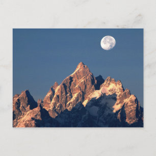 Cartão Postal EUA, Wyoming, Grand Teton NP. Lua cheia se põe