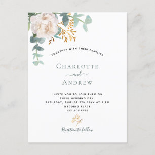 Cartão Postal Eucalipto verde elegante casamento moderno