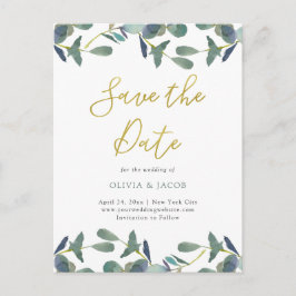 Cartão Postal Eucalyptus Crest | Saídas e Dourado Guardar data