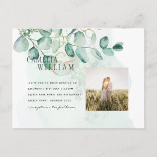 Cartão Postal Eucalyptus deixa verde-casamento CÓDIGO QR moderno