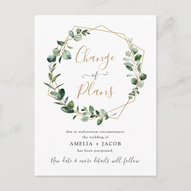 Cartão Postal Eucalyptus Greenery Alteração Geométrica de Planos (Frente)