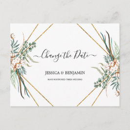 Cartão Postal Eucalyptus Greenery Boho Script Change the Date (A