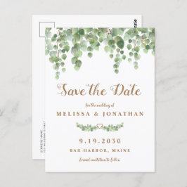 Cartão Postal Eucalyptus Greenery Deixa O Casamento Salvar A Dat