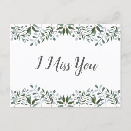 Cartão Postal Eucalyptus Greenery Floral Eu Sinto Sua Falta