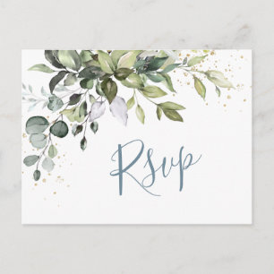 Cartão Postal Eucalyptus Greenery Watercolor Wedding RSVP