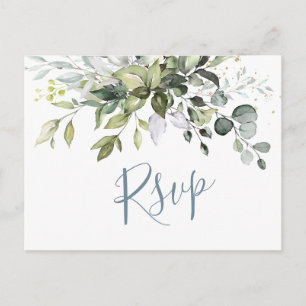 Cartão Postal Eucalyptus Greenery Watercolor Wedding RSVP