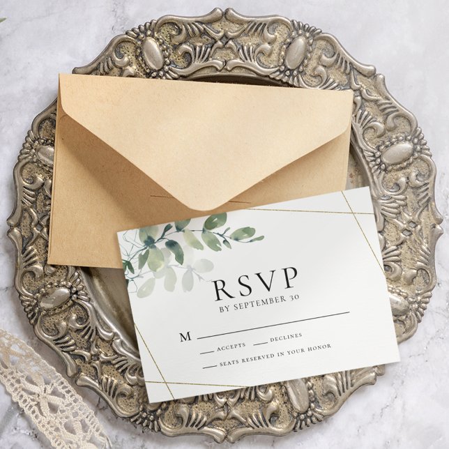 Cartão Postal Eucalyptus Greenery Wedding RSVP (Criador carregado)