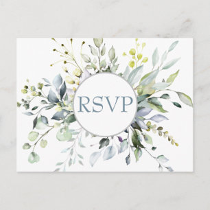 Cartão Postal Eucalyptus Greenery Wedding RSVP com Meal Choice