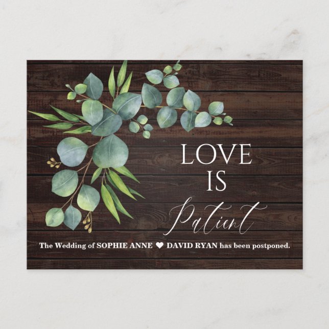 Cartão Postal Eucalyptus Love É Uma Atualização De Casamento De  (Frente)