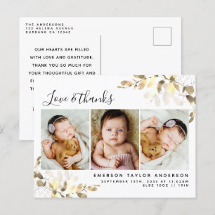 Cartão Postal Eucalyptus Photo Baby Obrigado Anúncio