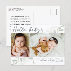 Cartão Postal Eucalyptus Photo Hello Anúncio de Bebê