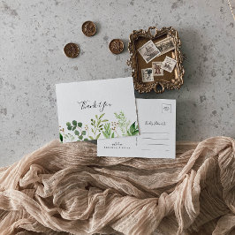Cartão Postal Eucalyptus Simple Brown Floral Obrigado
