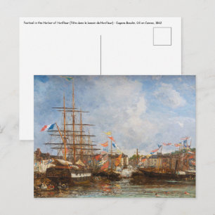 Cartão Postal Eugene Boudin - Festival no Porto de Honfleur