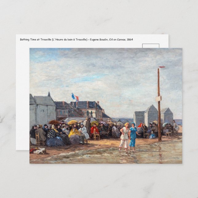 Cartão Postal Eugene Boudin - Hora do banho em Trouville (Frente/Verso)
