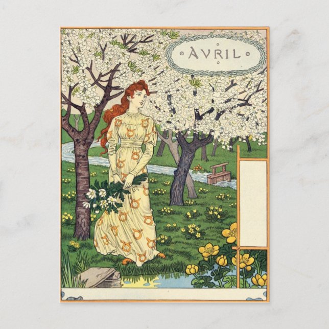 Cartão Postal Eugène Grasset avril (Frente)