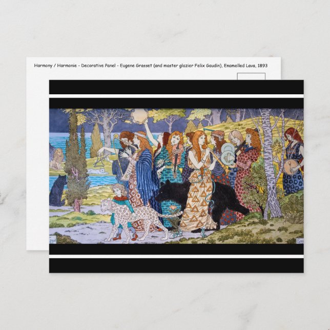Cartão Postal Eugene Grasset - Harmony Decorative Panel (Frente/Verso)