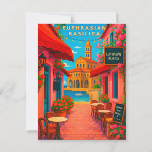 Cartão Postal Euphrasian Basilica Poreč Croácia Viagens vintage 