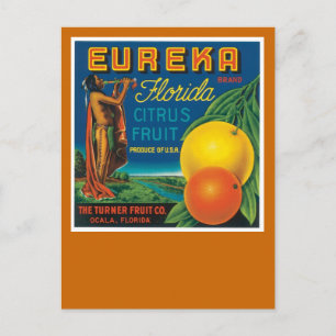 Cartão Postal Eureka Florida Citrus Fruta