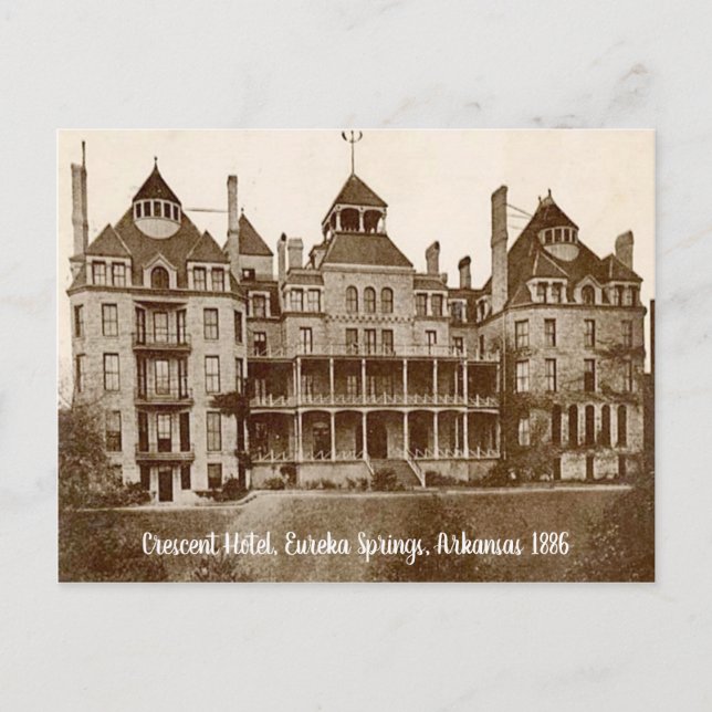 Cartão Postal Eureka Primavera, Arkansas Crescent Hotel vintage (Frente)