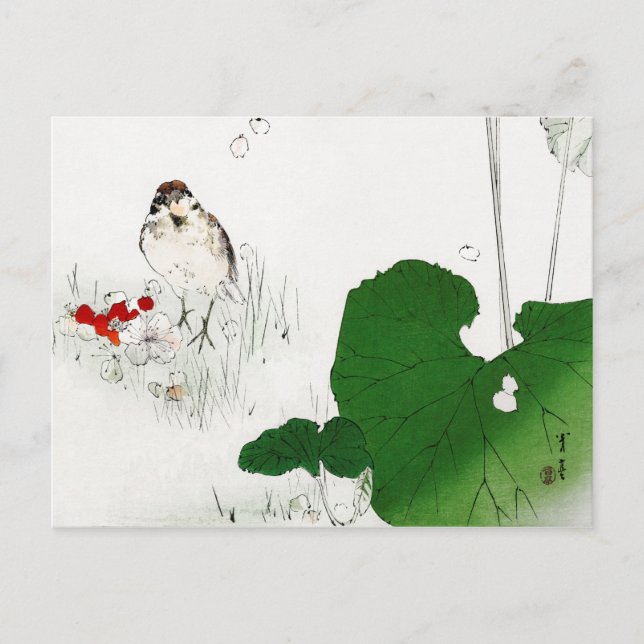 Cartão Postal Euroasiana Tree Sparrow, Watanabe Seitei (Frente)