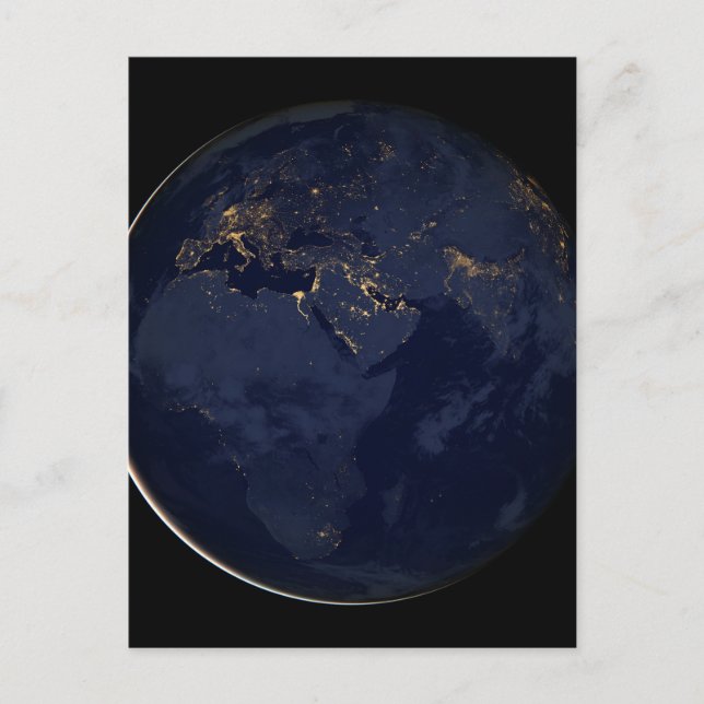 Cartão Postal Europa, África e Médio Oriente Luzes À Noite (Frente)
