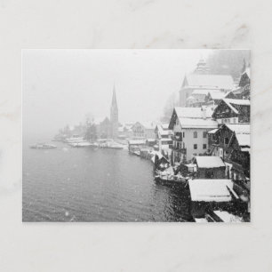 Cartão Postal Europa, Áustria, Hallstat. Vista da cidade na neve