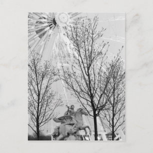 Cartão Postal Europa, França, Paris. Estátua e roda-gigante,