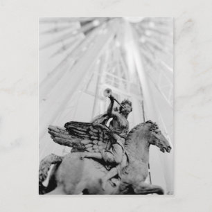 Cartão Postal Europa, França, Paris. Estátua e Roda-gigante, 2