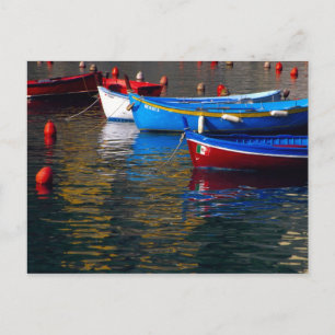 Cartão Postal Europa, Itália, Cinque Terry, barcos em Vernazza