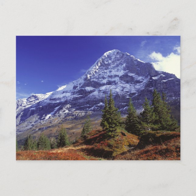 Cartão Postal Europa, Suíça, Eiger. Cores de outono abundam (Frente)