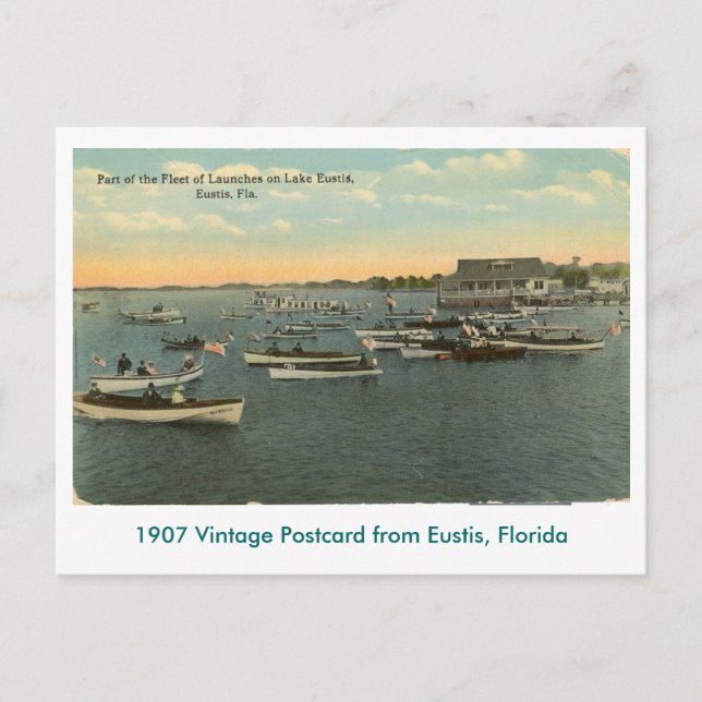 Cartão Postal Eustis, FL - Frota de Barcos - 1907 (Frente)