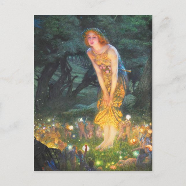 Cartão Postal Eva MidSummer (1908) por Edward Robert Hughes (Frente)