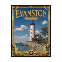 Evanston Illinois Arte Deco Vintage Idade Dourada
