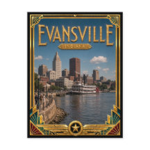 Evansville Indiana Arte Deco Vintage Idade Dourada