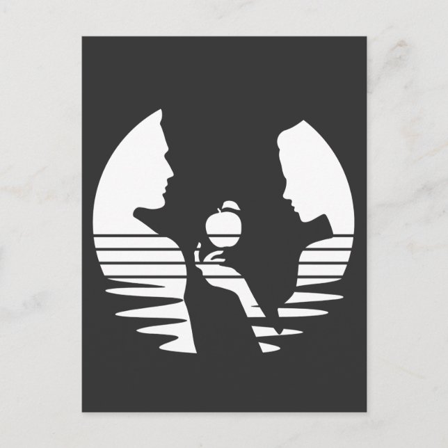 Cartão Postal Eve Mão Uma Maçã Para Adão, White Versão 2/3 (Frente)