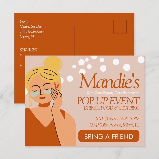 Cartão Postal Evento de Pop do Salão de Negócios Estheticista do (Frente/Verso)