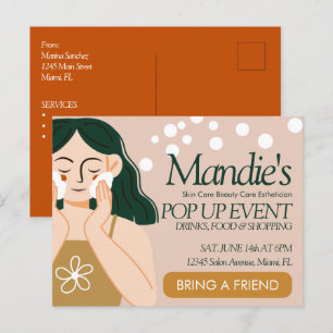 Cartão Postal Evento Pop-Up de Salão de Negócios de Esteticista 