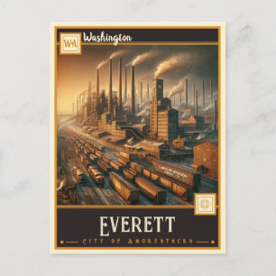 Cartão Postal Everett, Washington  Vintage