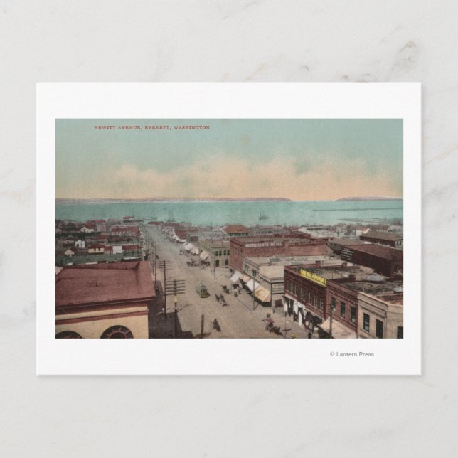 Cartão Postal Everett, WAView of Hewitt Ave.Everett, WA (Frente)
