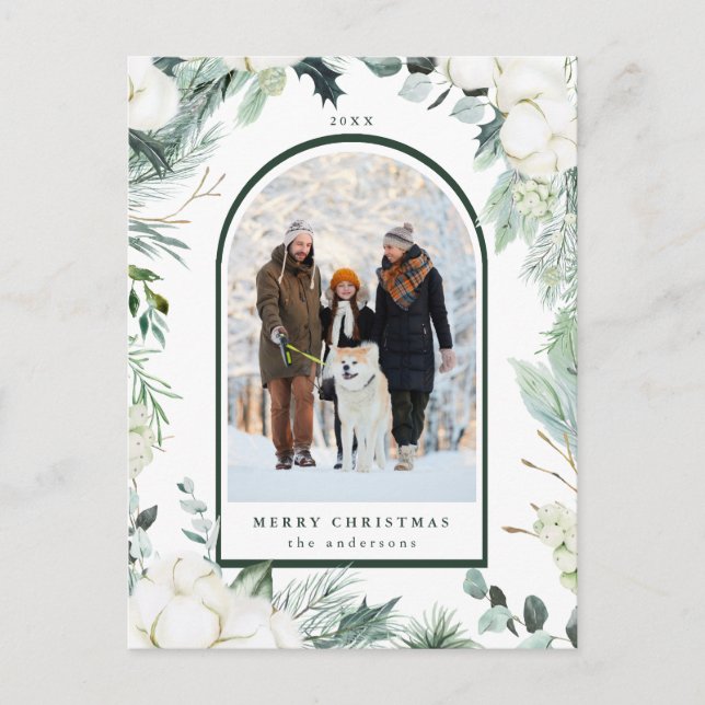 Cartão Postal Evergreen & Cotton Flowers Arch Photo Holiday (Frente)