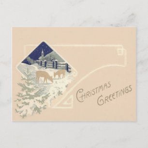 Cartão Postal Evergreen Deer Church Snow
