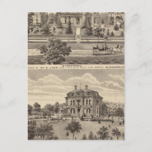 Cartão Postal Evergreen e Guilford Place, Minnesota