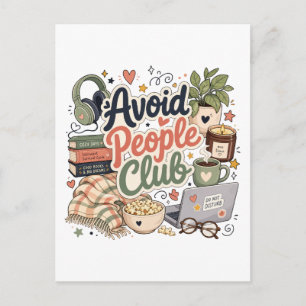 Cartão Postal Evite as Vibes do Clube de Introvertidos Aconchega