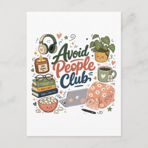 Cartão Postal Evite as Vibes do Clube de Introvertidos Aconchega