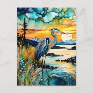 Cartão Postal Excelente azul Heron