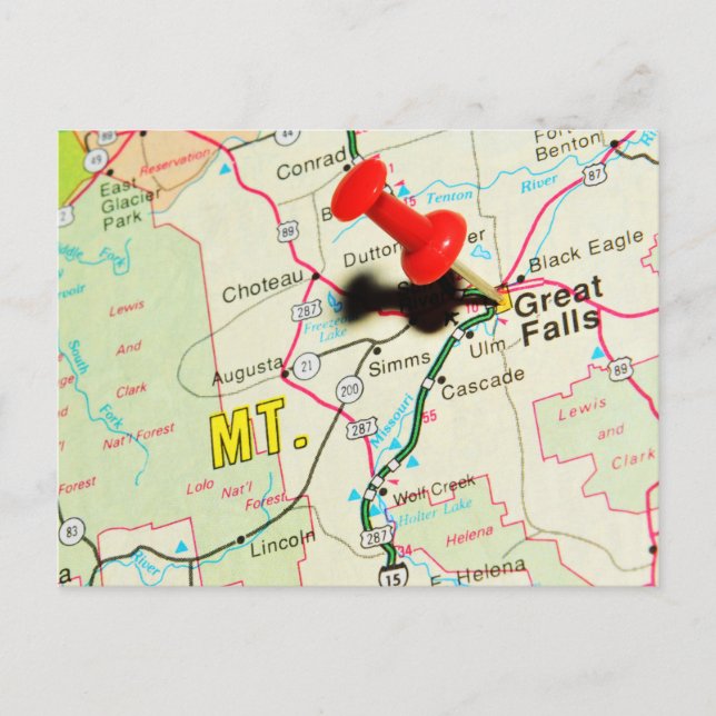 Cartão Postal Excelente Falls, Montana (Frente)