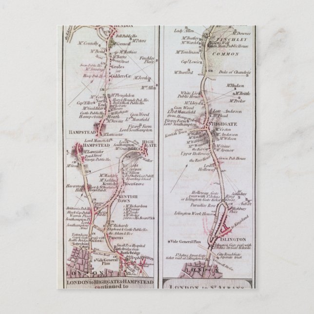 Cartão Postal Excelente North Road out of London, 1rua de julho  (Frente)